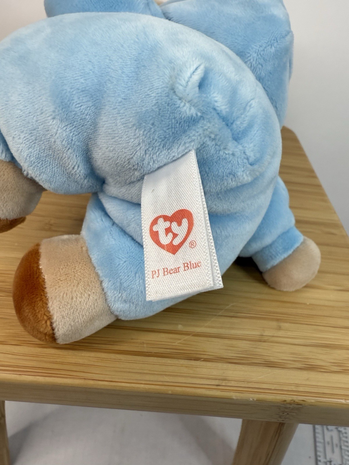 Ty PJ Bear Blue Teddy Brown Plush With Hood 6in Stuffed Animal Toy