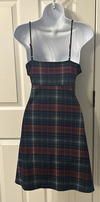90s Y2K Mall Goth Clueless Spaghetti Strap Baby Doll Dress Plaid Green Red  L | eBay
