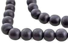 Flint Grey Natural Wood Beads 12mm Round Large Hole 16 Inch Strand