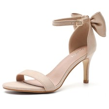 Peijely Women's Bow Knot Ankle Strap Heeled Sandals, Round Open Toe, Mid...