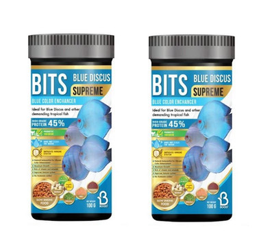 2x 100g BOOST BITS BLUE DISCUS SUPREME Fish Food Blue Color Enhancer No Hormones