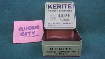 Vintage Tin Box Kerite Electrical Splicing Tape Advertising