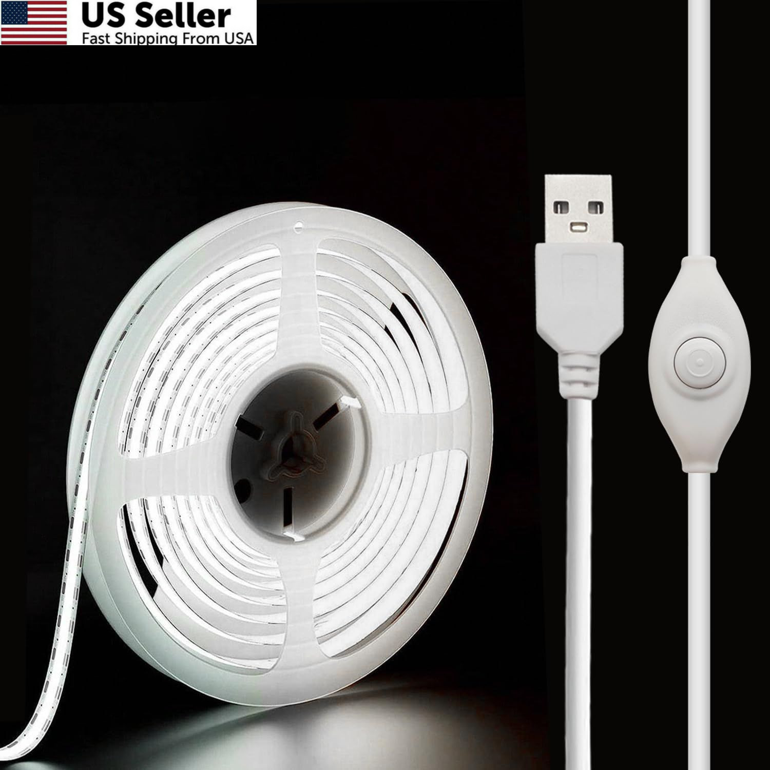 XINGZHI 5V USB LED Strip Lights, 3.28FT COB Light 3.28 ft-5V, White