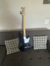 Glarry Black 4-String Electric Bass Guitar with Gig Bag, Strap, Cable