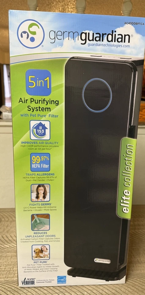 Germ Guardian 5 en 1 Pet Pure True HEPA Purificador de Aire Desinfectante UV con Dos Filtros Foto 2 de 4