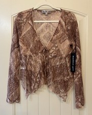 Madden Girl Floral Lace Tie-Front Peplum Top - NWT - Size XL