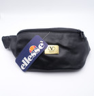 Vintage Valentino Sport Bum Bag Womens Black Leather Ellesse Festival Deadstock