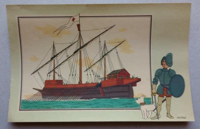 HERGE TINTIN - VOIR ET SAVOIR - CHROMO MARINE 1 - des origines à 1700 - N°34 BE - Photo 1/3