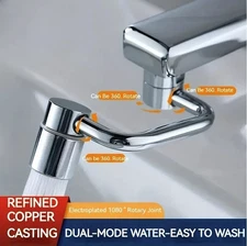 1pc 1080° Swivel Stainless Steel Faucet Extender Dual-Mode Splashproof - NEW