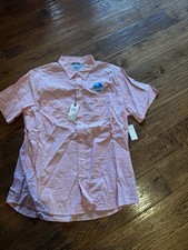 IZOD Saltwater Shirt Men's XL COOL FX Relaxed Button Up Pink Short Sleeve NWT