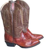 Stivali da cowboy vintage fatti a mano in pelle Mexico Joma Western rari a punta EU39