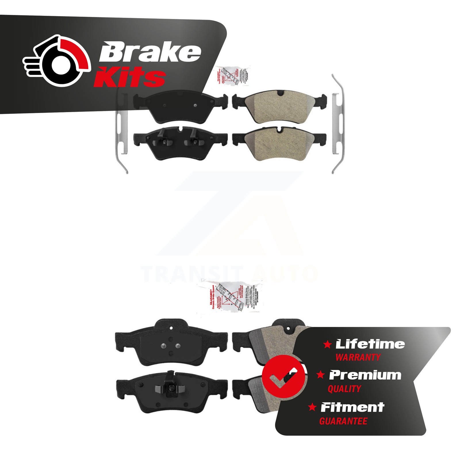 Front Rear Semi-Metallic Disc Brake Pads Kit For 2006-2011 Mercedes-Benz ML350