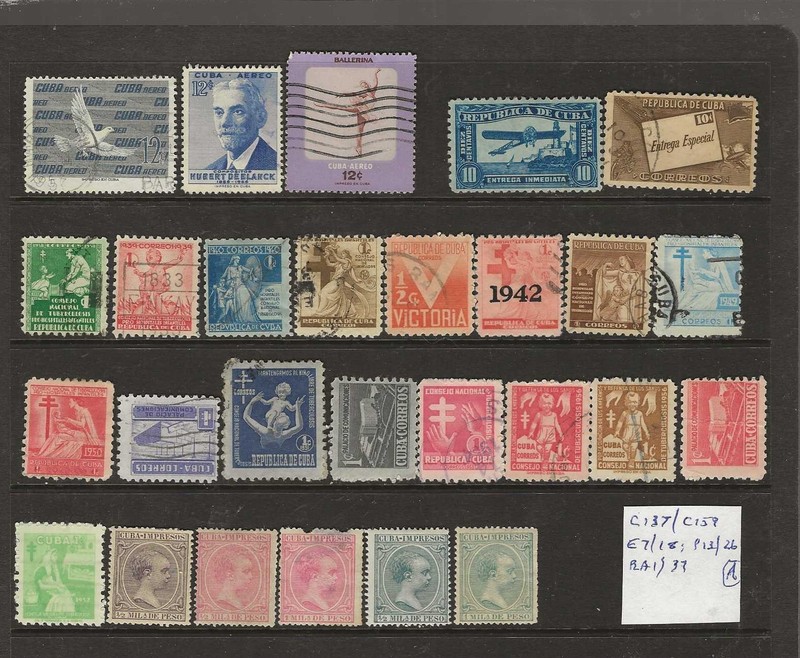 ICUBAstamps...Sc #C137/159; E7/18; P13/26; RA1/39...M & U...27 Diff