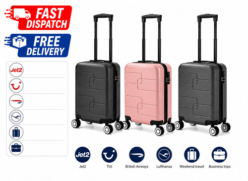 Cabin Suitcase Carry On Hand Luggage ABS Hard Shell 4 Wheel Lightweight