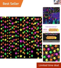 120feet Star UV Neon Garland Hanging Paper Glow in The Dark Glow Party Suppli...