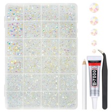 Transparent AB Resin Rhinestones w B7000 Glue for Bedazzling Crafting 2mm-6mm...