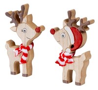 2Er Set Deko Aufsteller Hirsch Weihnachtsdeko Holz Tischdeko Rentier Nikolaus