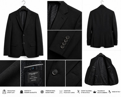 DOLCE & GABBANA Blazer Martini Black Wool Stretch Men's Coat IT48/US38/S $2400