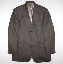 Oscar De La Renta Blazer Men's 41 R Sport Coat Jacket 100 Wool Checks Brown