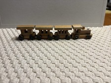Vintage Wooden Train 4 Piece Set Natural Wood Toy