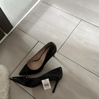 Damen Pumps Schwarz EU 38 Lackleder spitz Stilettoabsatz Slip-On