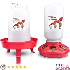 Chick Feeder Waterer Kit Adjustable Height Non Spill Design Baby Chicken Duck US