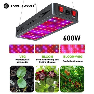 2025 Phlizon 600W LED Grow Light Veg Bloom Pflanzenlampe for Grow Tent 1-2Plants