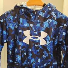 Under Armour Youth Boys Fleece Big Logo All Over Print Camo Hoodie Blue Size L