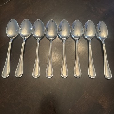 Cuisinart Stainless CU18 Beaded Pattern Set Of 8 Dinner Spoons