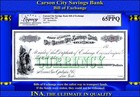 1870s Carson City Savings Bank Nevada Payable at Geo Opdyke NY LEGACY 65 PPQ A — photo 1