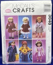 18" Doll Clothes Pattern  McCall's Crafts 3040  6 Outfits  NEW  Uncut