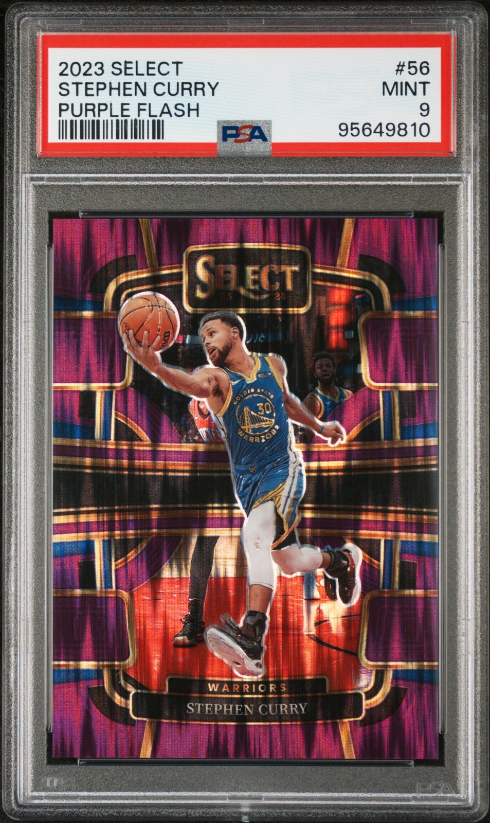 2023-24 Panini Select Stephen Curry #56 Purple Flash Prizm /175 Mint PSA 9