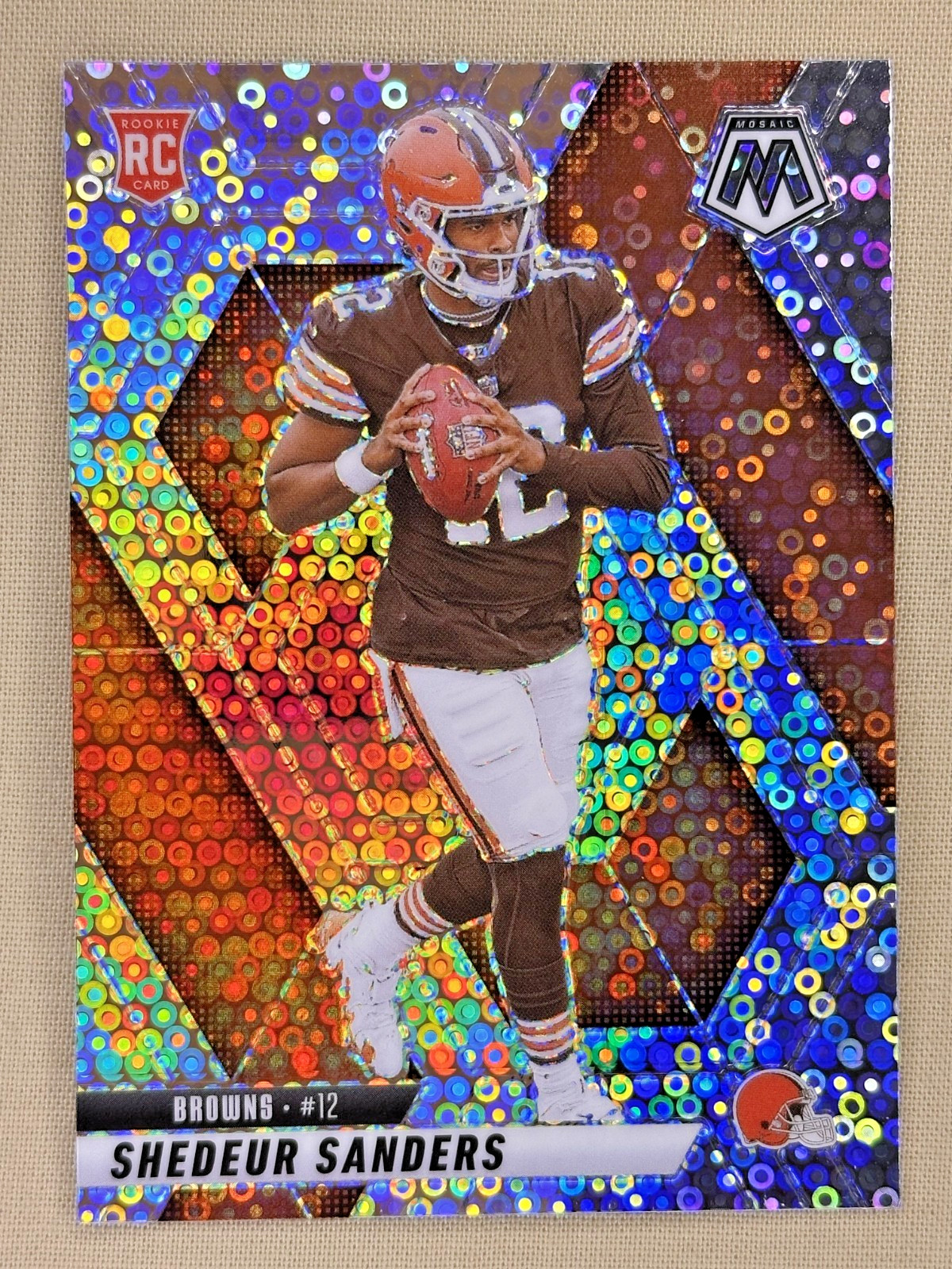 2025 Panini Mosaic Shedeur Sanders RC Silver Disco Prizm Cleveland Browns #302