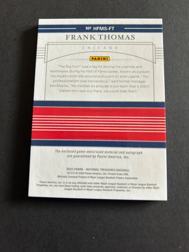 2020 NATIONAL TREASURES HALL OF FAME BAT PATCH AUTO #HFMS-FT FRANK THOMAS 3/11 - Image 2 of 2