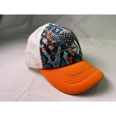 Higher State Arrow Trucker Hat White Orange Blue Geometric Snapback OSFM Retro