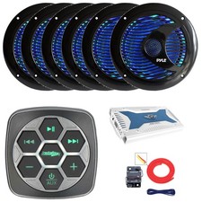 Metra Marine Boat and Controller, 6x 6.5'' RGB LED Speakers, 4CH Amplifier, Kit
