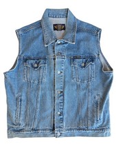 Vintage Harley-Davidson Motorcycles Blue Denim Vest Men Biker Embroidered Large