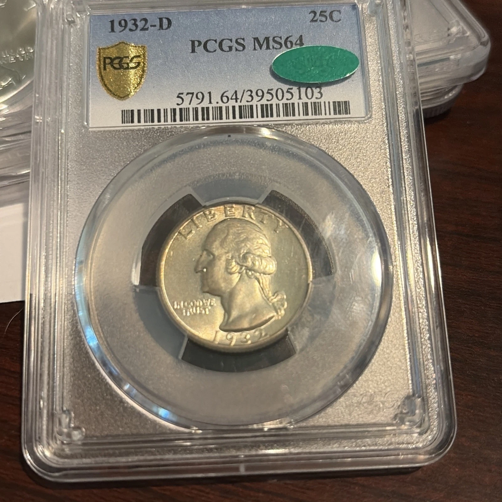 1932-D Washington Quarter   PCGS MS-64  CAC Wow Key Upgrade Potential!