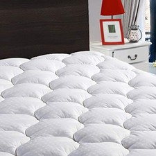 Mattress Pad Cover Cooling Mattress Topper Cotton Top Pillow Top Queen White