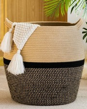 Woven Baskets for Storage 17"x17" ,Large Cotton Rope Woven Baby Laundry Hampe...