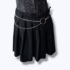 Hot Topic Chain Skirt Black Goth Emo Punk Alt Pleated Mini Grunge Size M