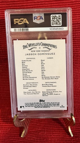 Jasson Dominguez 2024 Topps Allen & Ginter - PSA 10 - #31 Rookie RC Card Yankees - Picture 2 of 2