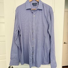 Chaps Performance Men  s XL Shirt Long Sleeve Cotton Nylon Blue Purple Micro Chec