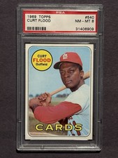 1969 Topps #540 Curt Flood PSA-8 NM-MT - St. Louis Cardinals HOF