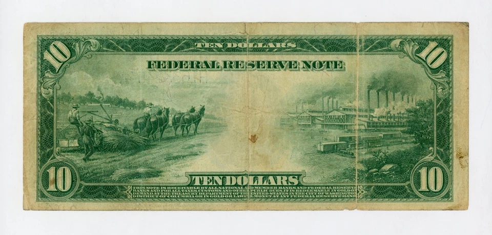 1914 Fr.934 $10 United States (St. Louis, MO) Federal Reserve Note - NO RESERVE! - Image 2 of 4