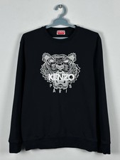 Kenzo Paris Black Big Logo Silver Tiger Sweatshirt Size L