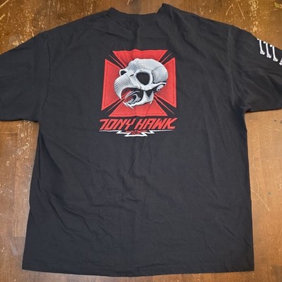 Powell Peralta BONES BRIGADE Tony Hawk CHICKEN SKULL Skateboard T Shirt XL BLACK