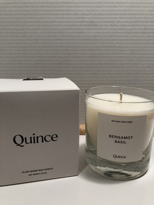 NEW QUINCE Bergamot Basil CANDLE Lime, Opened But Not Used VEGAN 3  (8.8oz Wax)