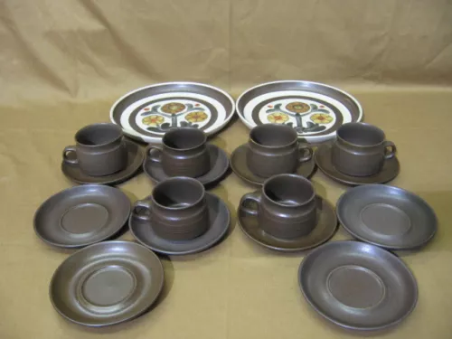 18 Vintage Denby Langley Mayflower Cups, Saucers Dinner Plates England (171)