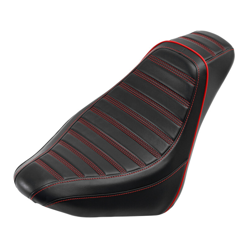 バイクシート ブラック/レッド ストライプ Solo Rider Driver Seat Fit For Harley Softail Heritage Classic